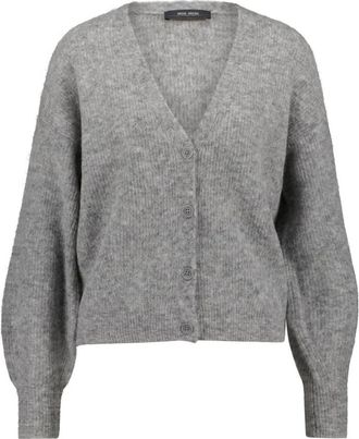 Mos Mosh MMThora V-Neck Gebreide Cardigan - Dames - Vesten - Grijs - L - Wol - Truien & Vesten