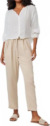 Bella Dahl Lina Pleated Drawstring Trouser In Khaki Shell