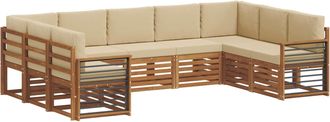 vidaXL Conjunto De Sof&aacute;s De Exterior 9 Uds. Natural Y Beige Vidaxl
