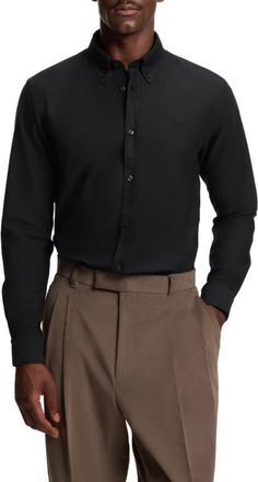 BOSS Roan Slim Fit Solid Cotton Button-Down Shirt in Black at Nordstrom, Size Xx-Large
