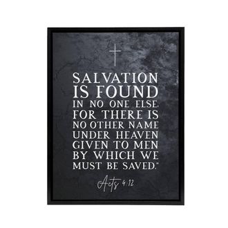 Artery8 Acts 4 12 Salvation Found Jesus Bible Quote Framed Canvas Wall Art Print in Grey | Size: W24 x H32
