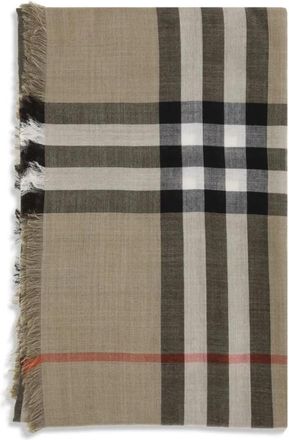 Burberry Omkeerbare geruite sjaal van wol en zijde - Heren - Wintersjaals - Bruin - ONE Size - Wol - Accessoires