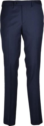 Uomolebole Blue Polyester-Blend Zip Formal Pants