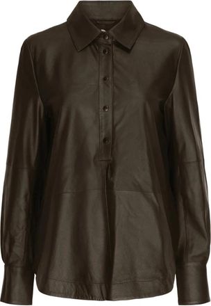 BTF-CPH Chocco Brown Leren Shirt - Dames - Overhemden - Bruin - S - Leer - Overhemden