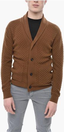 Paolo Pecora Virgin Wool Cardigan with V-Neck size M