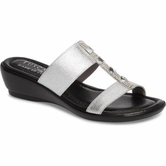 Easy Street Womens Elba Slide Sandals In Silver