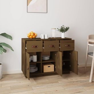 Berkfield Home Sideboard Honey Brown 100x40x75 cm Solid Wood Pine | Size: 100 x 40 x 75 cm