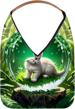 Generic Cat Crystal Ball Reusable Lightweight Grocery Bags - Foldable Into Compact Pouch, Washable & Sturdy, Multipurpose for Shopping and Travel