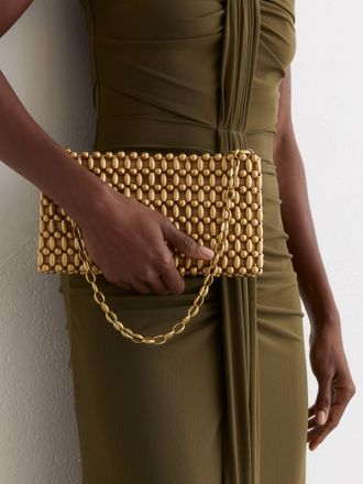 Reiss Gold Beaded Shoulder Bag