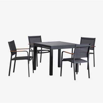 Sklum Set De Mesa 90-180x90 Cm Extensible En Aluminio Starmi Y 4 Sillas De Jard&iacute;n Apilables En Aluminio Archer Sklum