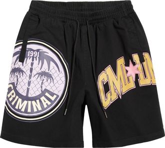 Criminal Damage Varsity Cotton Twill Shorts in Black at Nordstrom, Size Xx-Large