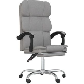 vidaXL Reclining Office Chair Light Grey Fabric vidaXL