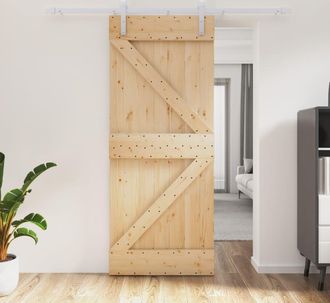 vidaXL Vidaxl - Puerta Corredera Con Herrajes Madera Maciza De Pino 85x210 Cm