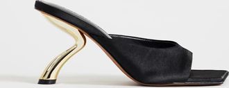 Topshop Nicole - Sabot con tacco medio angolato in raso neri-Nero