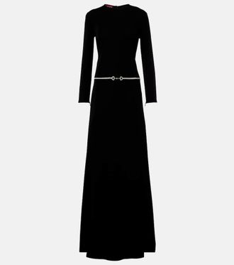 Gucci Vestido largo de jersey con Horsebit