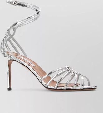 Aquazzura leather sweetheart sandals metallic finish straps
