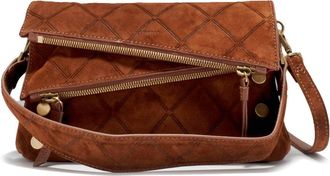 Hammitt Womens Dillon Mini Reversible Crossbody Bag In Chocolate Diamond Suede Antique Gold