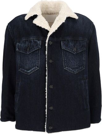 Dondup Sherpa-Lined Boxy Dark Denim Jacket