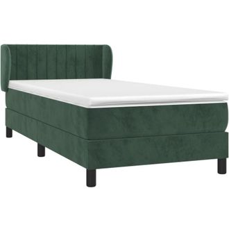 vidaXL Cama Box Spring Con Colch&oacute;n Terciopelo Verde Oscuro 80x200 Cm Vidaxl