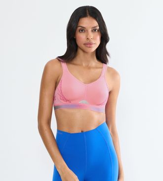 Triumph Sport-BH TRIACTION BY TRIUMPH Triaction Cardio Flow P EX, Damen, Gr. 90, Cup F, bubble gum pink, Single Jersey, Obermaterial: 57% Polyester, 28% Polya