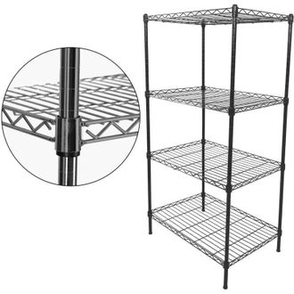Esto Scaffale Acciaio in Filo Cromato 4 ripiani 180 cm - nero