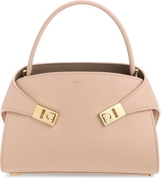 Ferragamo Extra Small Hug Leather Top Handle Bag in Dusty Pink Warm Taupe at Nordstrom