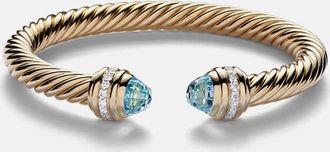 David Yurman Bracciale Classic Cablespira in oro 18kt con topazi e diamanti