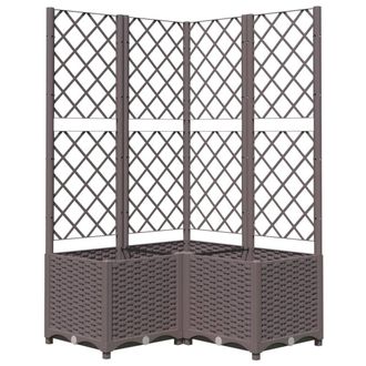 Berkfield Home Garden Planter with Trellis Brown 80x80x136 cm PP | Size: 80 x 80 x 136 cm