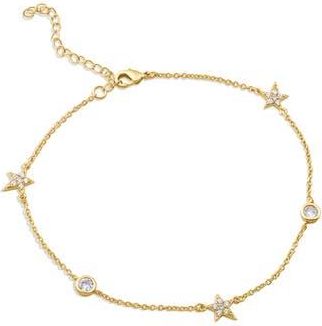 Kenneth Jay Lane 14K Gold Plated Pave Star Bezel CZ Anklet in Clear-Gold at Nordstrom Rack