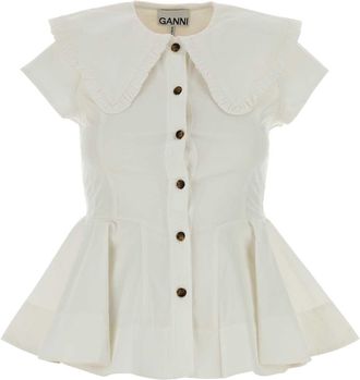 Ganni White Stretch Poplin Shirt