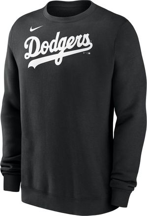 Nike Los Angeles Dodgers Wordmark Nike Mens MLB Pullover Crew in Black | NKPV00ALD-M4Z