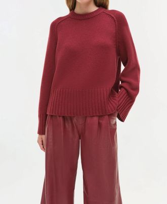 SIMKHAI Curtis Crewneck Sweater In Cranberry