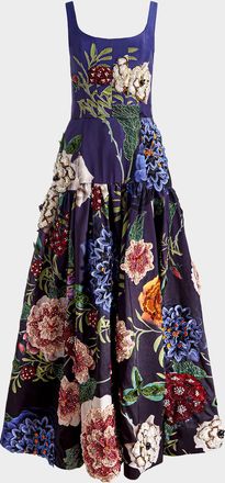 Alice & Olivia Maxine Embellished Drop-Waist Gown