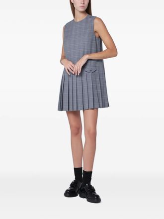 Maison Kitsun&eacute; Abito corto a quadri con pieghe - Grigio