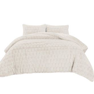 Elegant Comfort Ultra Soft Fluffy 3-Piece Faux Rabbit Fur Comforter Set All Season Warm Down Alternative