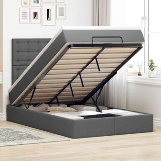 vidaXL Vidaxl - Estructura Cama Otomana Colch&oacute;n Tela Gris Oscuro 120x200cm