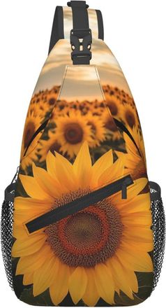 Generic Yellow Sunflower Blooming Crossbody Bag Adjustable Sling Bag Lightweight Crossbody Bags For Camping Casual Women