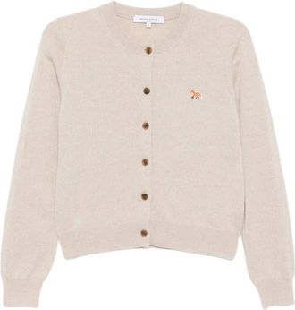 Maison Kitsun&eacute; Truien & Vesten, Dames, Beige, M, Wol, Wollen Cardigan