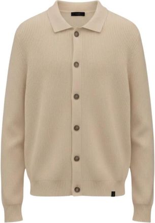 Fay Gebreide Cardigan met Knopen - Heren - Vesten - Beige - L - Katoen - Truien & Vesten