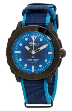 Alpina Seastrong Diver Gyre Automatic NATO Strap Watch, 44mm in Blue at Nordstrom Rack