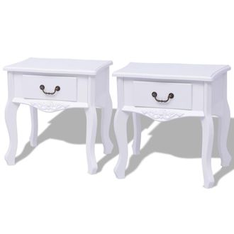 vidaXL Mesitas De Noche 2 Unidades Mdf Blanca Vidaxl