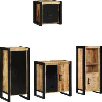 vidaXL Juego De Muebles De Ba&ntilde;o 4 Uds. Marr&oacute;n Y Negro 40 X 35 X 90 Cm Vidaxl