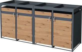 ML Design Ml-design Cobertizo De Exterior Para 4 Cubos De Basura De 240l 264x80x124 Cm Con Aspecto Alerce Mueble Cubrecontenedor De Acero Resistente A La Intemp