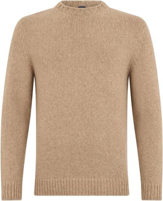 Fedeli Argentina Crewneck Sweater - Heren - Ronde hals truien - Beige - L - Kasjmier - Truien & Vesten