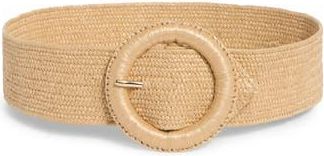 Nordstrom Rack Stretch Woven Circular Buckle Belt in Natural at Nordstrom Rack, Size Large/x-Large