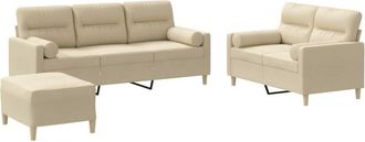 vidaXL Juego De Sof&aacute;s Con Cojines 3 Piezas Tela Crema Vidaxl