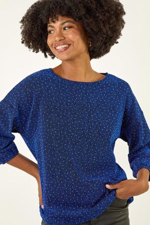 Roman Metallic Textured Stretch Top