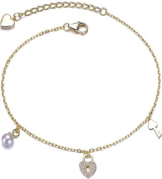 Rachel Glauber 14K Plated Cz Charm Bracelet