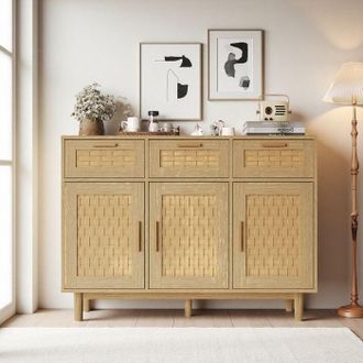 OEM Buffet 3 Puertas 3 Cajones, Buffet Bajo De Madera, Buffet Moderno, Mueble De Almacenamiento, Buffet De Sal&oacute;n, C&oacute;moda 107.9x40x80 Cm, Madera