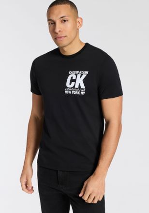 Calvin Klein T-Shirt CALVIN KLEIN, Herren, Gr. L, schwarz, Web, Obermaterial: 100% Baumwolle, unifarben, regular fit normal, Rundhals, eingesetzt abgesteppte Kante
